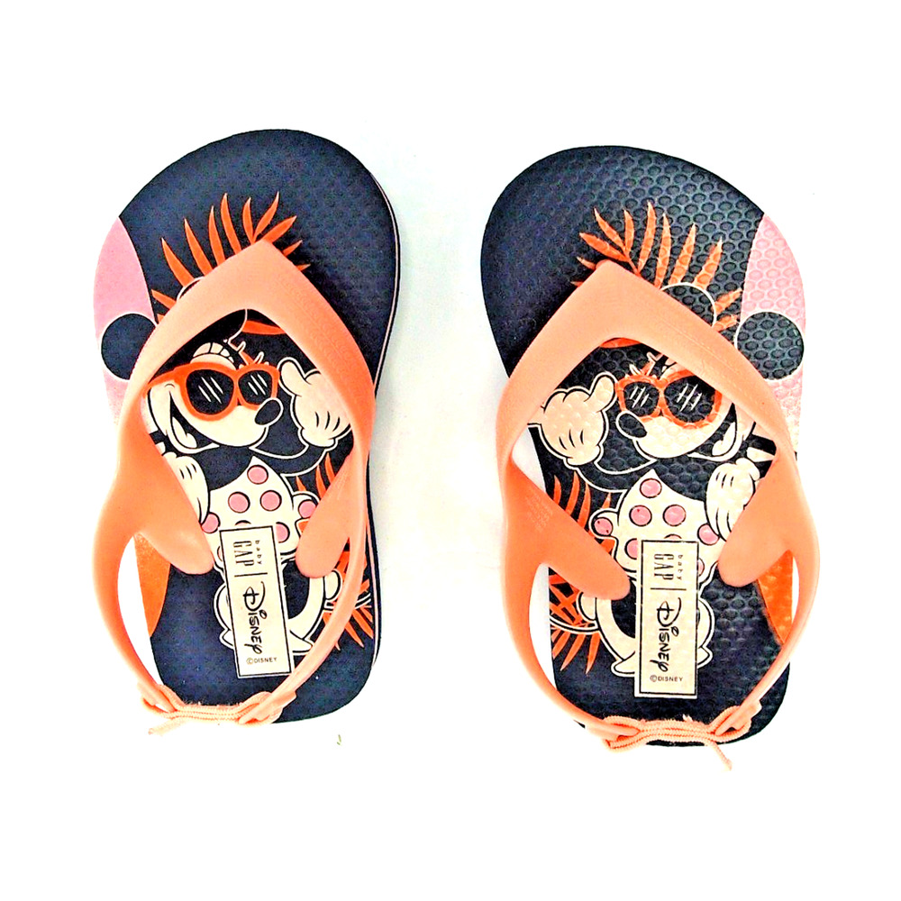 Mickey Mouse Toddler Girls Flip Flops Sandals Sz 6 With Heel Strap Classic NWOT
